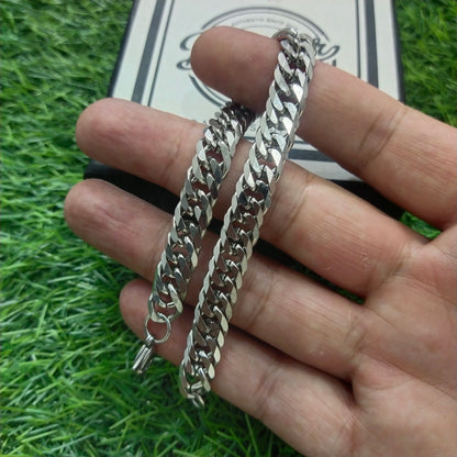 8mm Silver Stainless Steel Chain Bracelet For Men
