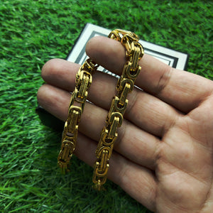 Masculine Style Braided Link Chain Golden Bracelet