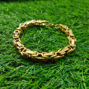 Masculine Style Braided Link Chain Golden Bracelet
