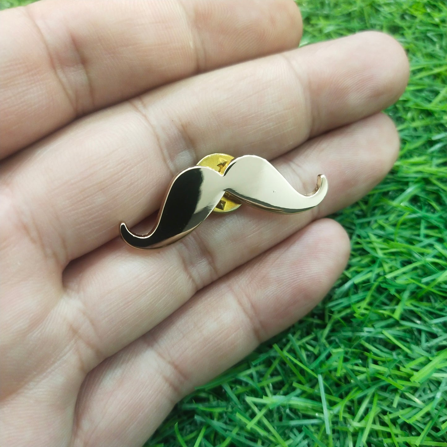 Golden Mustache brooch lapel pin for men online in Pakistan