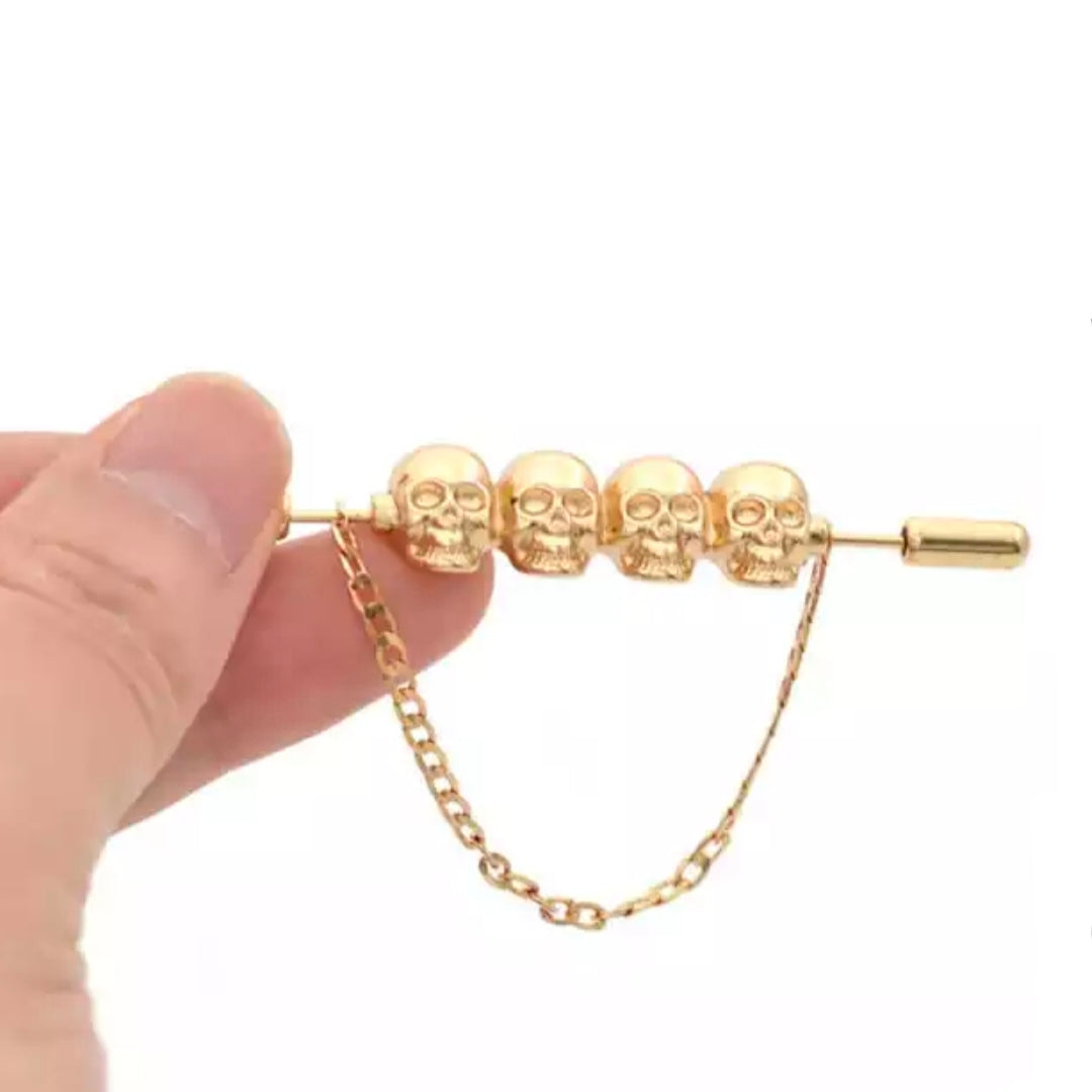 Gold Skulls Chain Collar Bar For Men