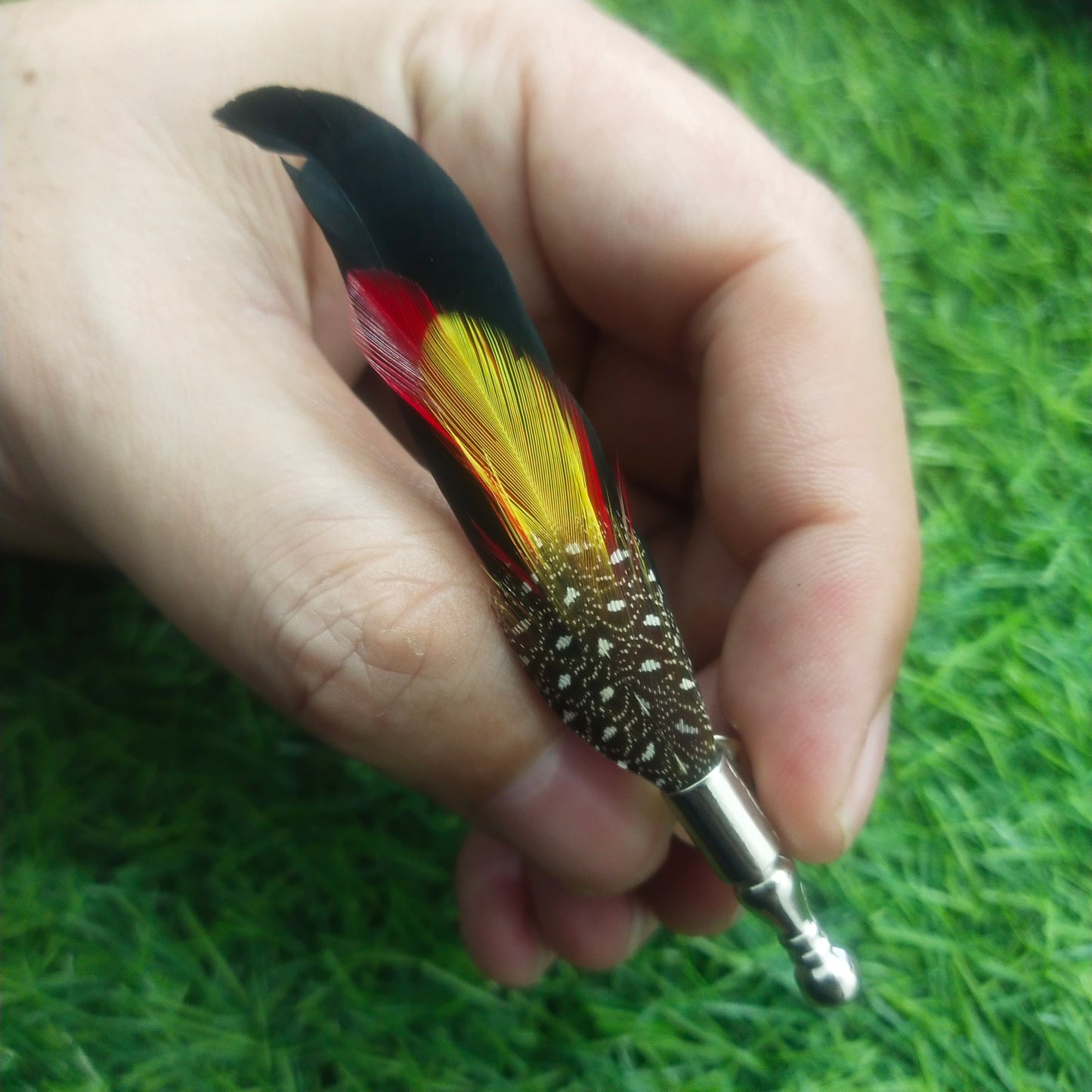 Black Real Feather Brooch For Men
