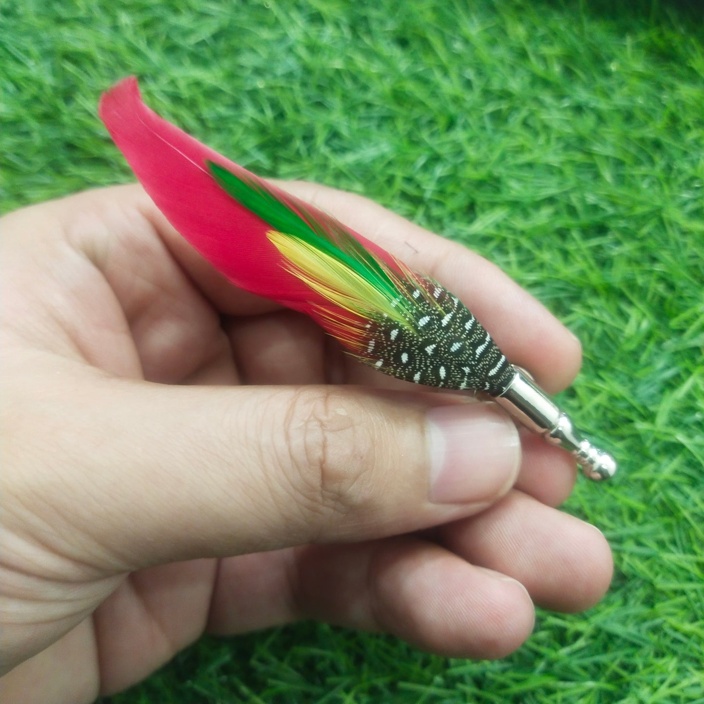 Red Real Feather Brooch For Men