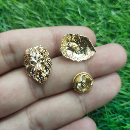 Golden Lion Head Brooch/Lapel Pin For Men