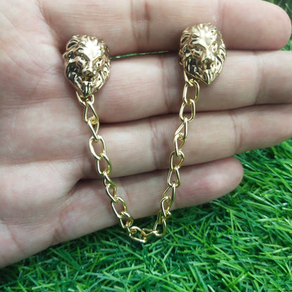 Golden Lion Head Brooch/Lapel Pin For Men