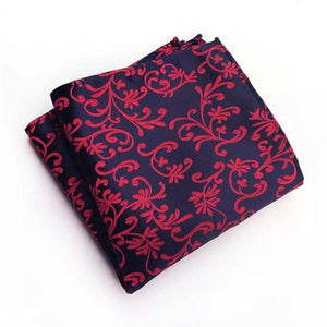 Red and Blue Paisley Floral Pocket Square For Men