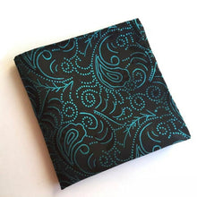 Load image into Gallery viewer, Blue and Black Paisley Floral Pocket Square For Men