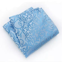 Load image into Gallery viewer, Sky Blue Paisley Floral Pocket Square For Men