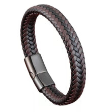 Load image into Gallery viewer, Black &amp; Brown Braided Leather Bracelet For Men