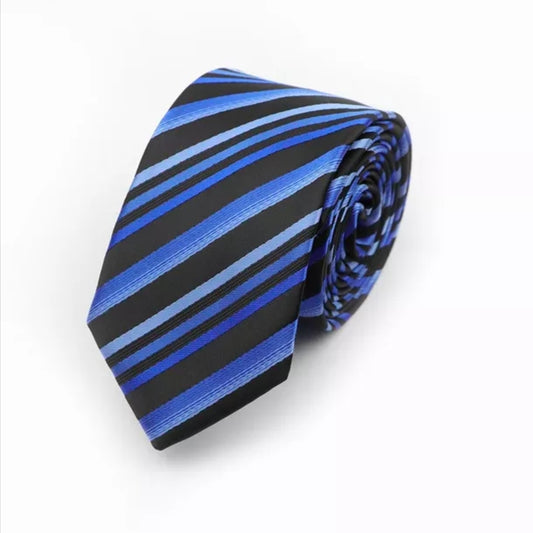 Dark Blue Stripe Slim Neck Tie