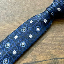 Load image into Gallery viewer, Dark Blue Pattern Slim Neck Tie