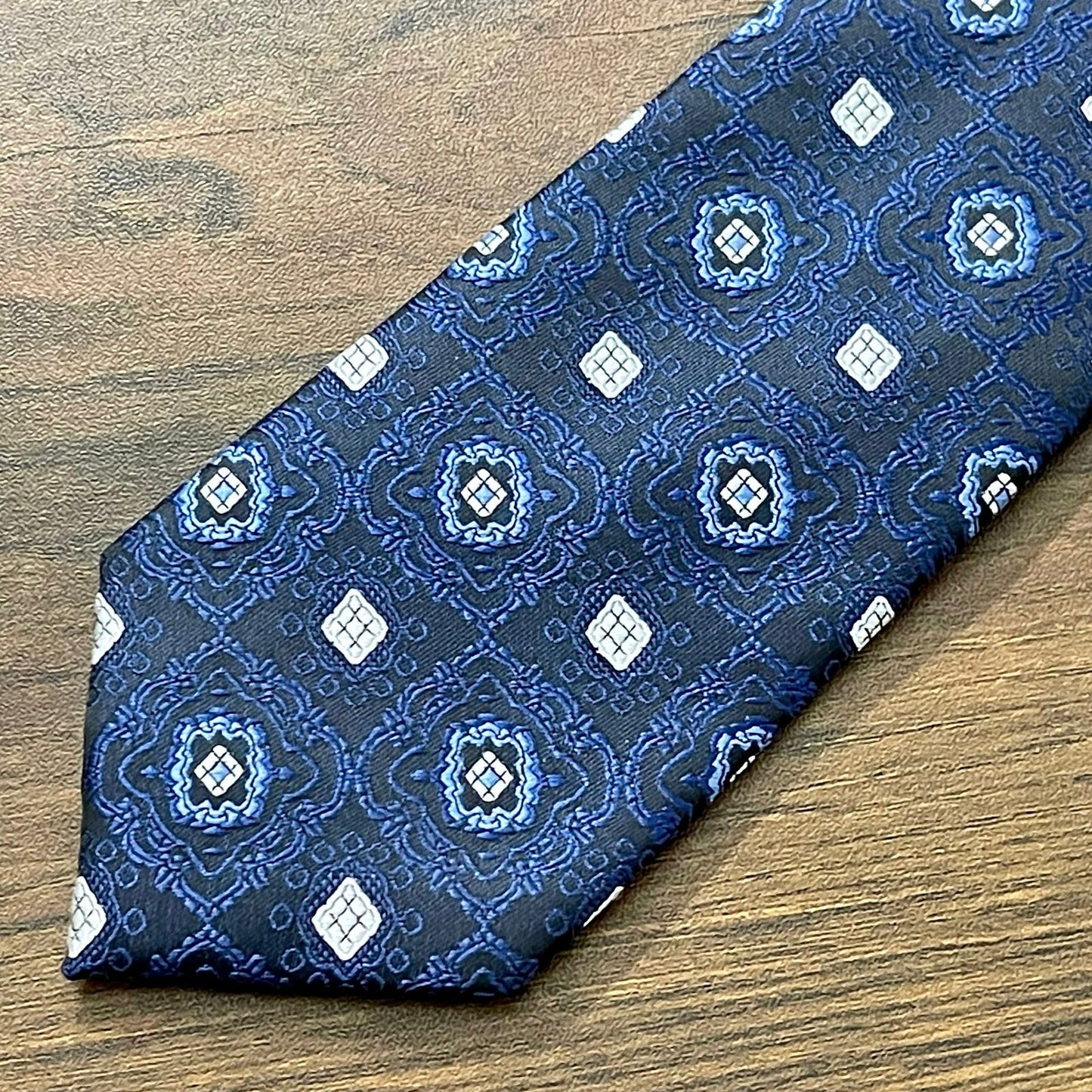 Dark Blue Pattern Slim Neck Tie