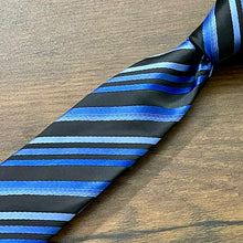 Load image into Gallery viewer, Dark Blue Stripe Slim Neck Tie