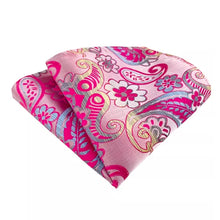 Load image into Gallery viewer, Pink Paisley Floral Pocket Square For Men