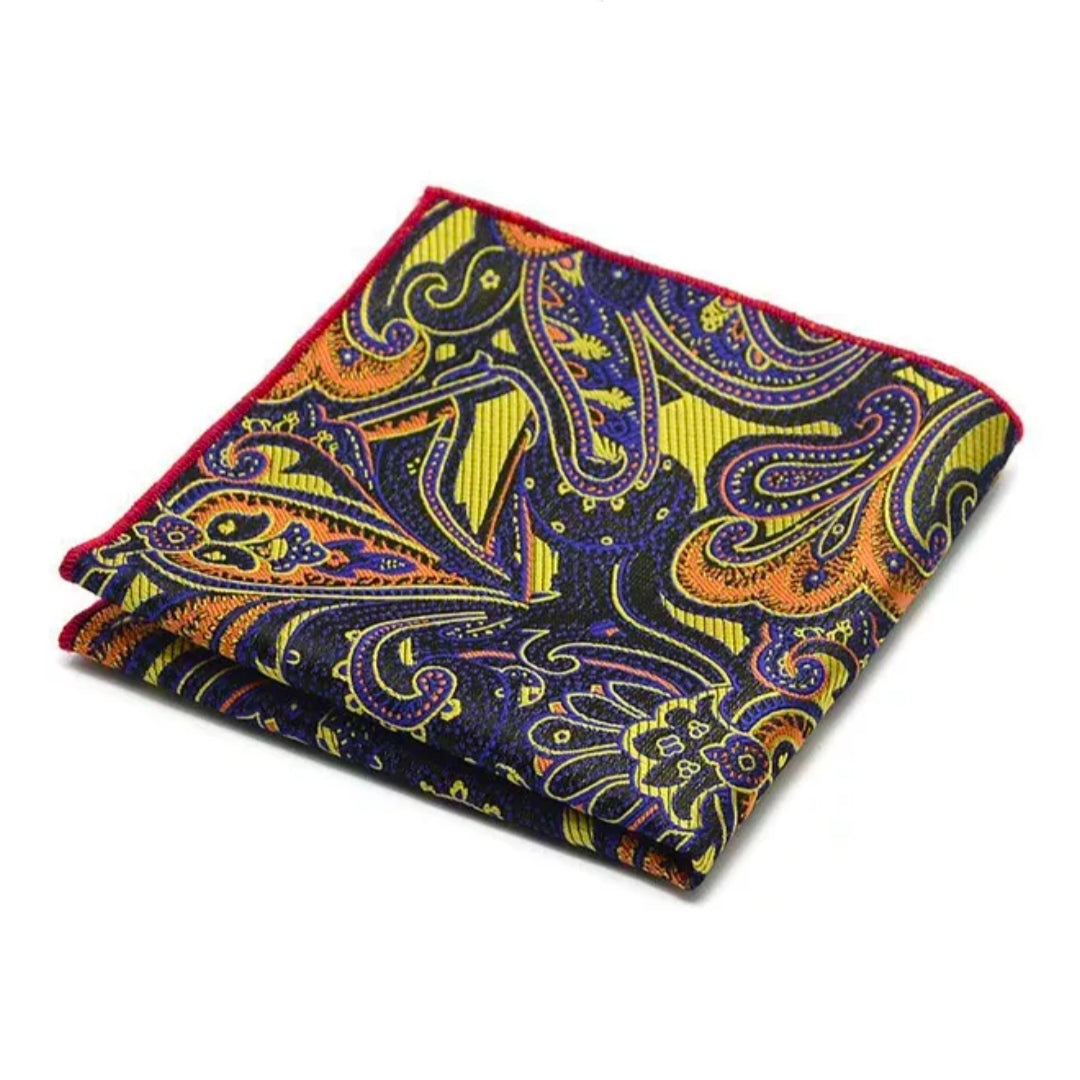 Multi Color Paisley Floral Pocket Square For Men