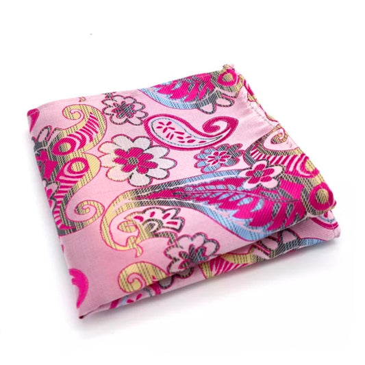 Pink Paisley Floral Pocket Square For Men