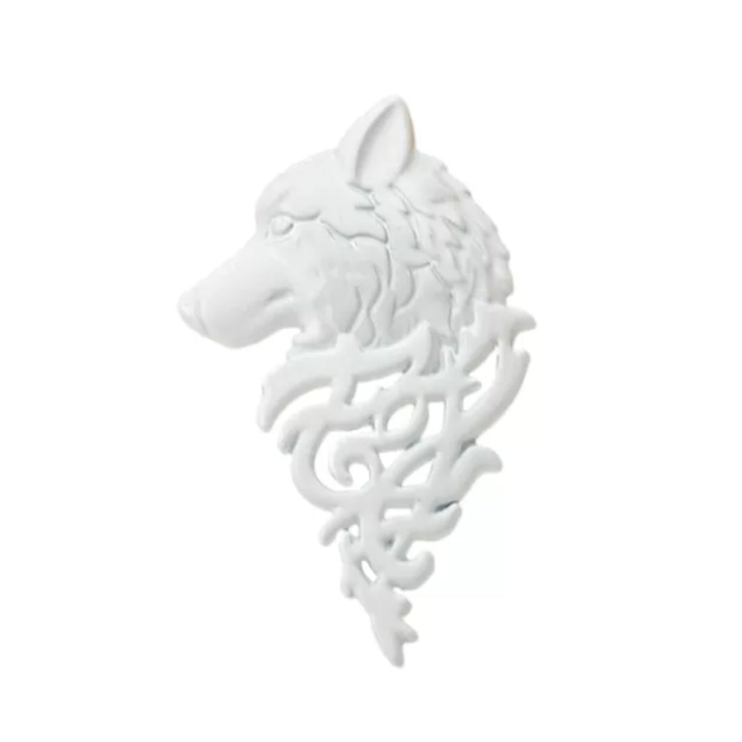 White Wolf head brooch lapel pin for men online in Pakistan
