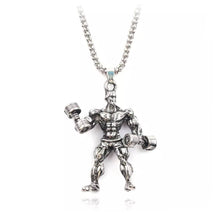 Load image into Gallery viewer, Body Builder With Dumbell Pendant (Antique Silver)