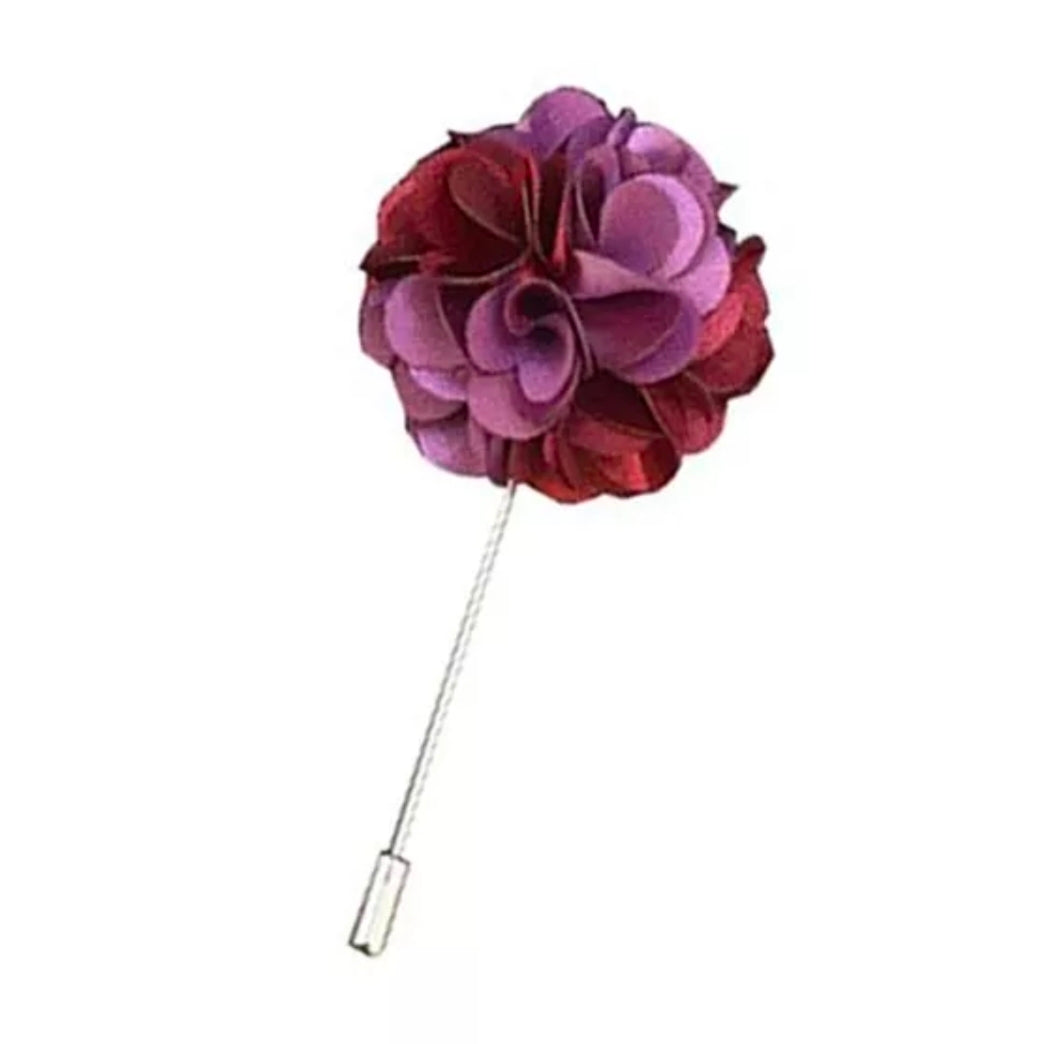 Two Tone Silk Flower Lapel Pin For Men