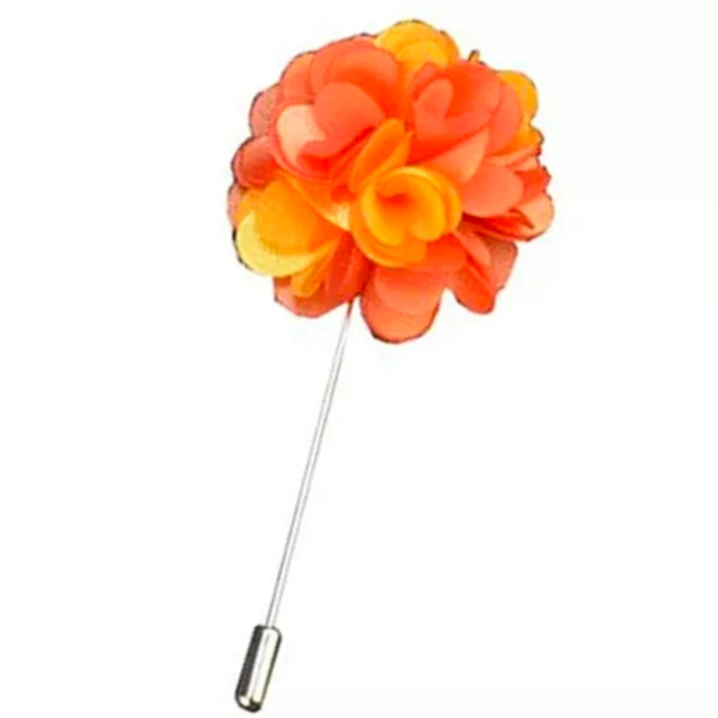 Two Tone Silk Flower Lapel Pin For Men