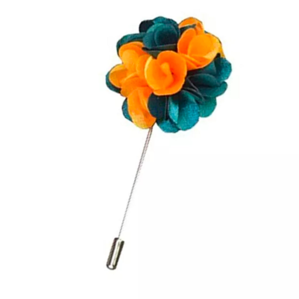 Two Tone Silk Flower Lapel Pin For Men