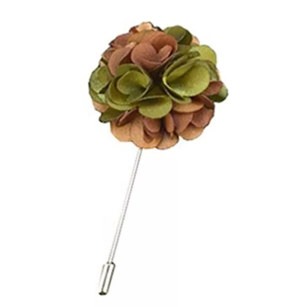 Two Tone Silk Flower Lapel Pin For Men