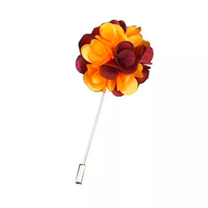 Two Tone Silk Flower Lapel Pin For Men