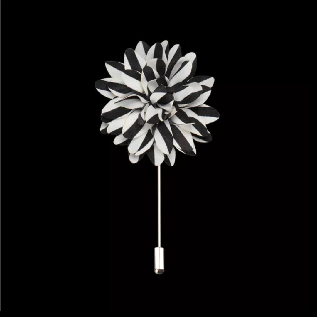Black & White Flower Lapel Pin