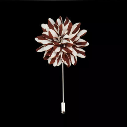 Brown & White Flower Lapel Pin