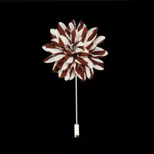 Load image into Gallery viewer, Brown &amp; White Flower Lapel Pin