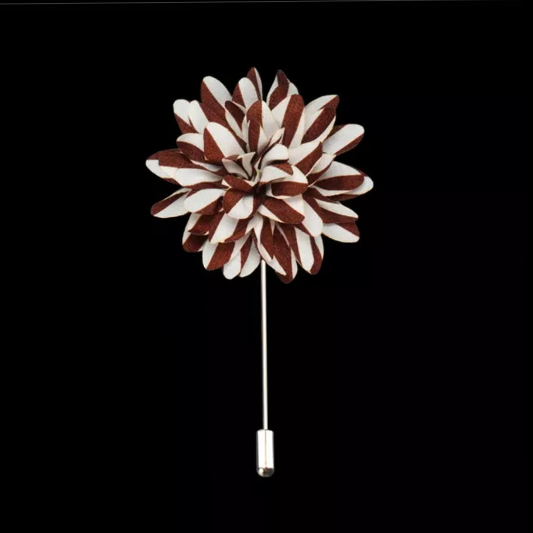 Brown & White Flower Lapel Pin