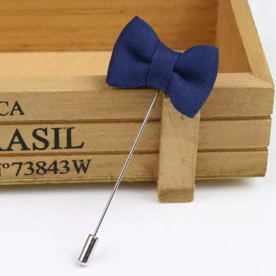 Navy Blue bow lapel pin for men online in pakistan