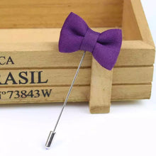 Load image into Gallery viewer, Purple bow lapel pin for men online in pakistan