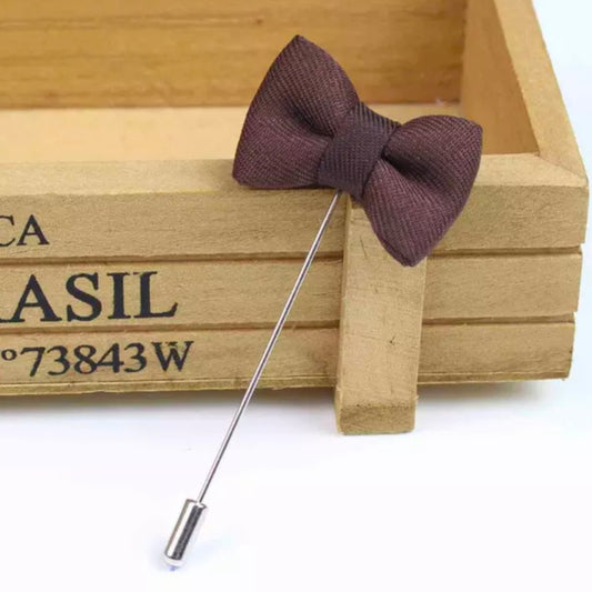 Brown bow lapel pin for men online in pakistan