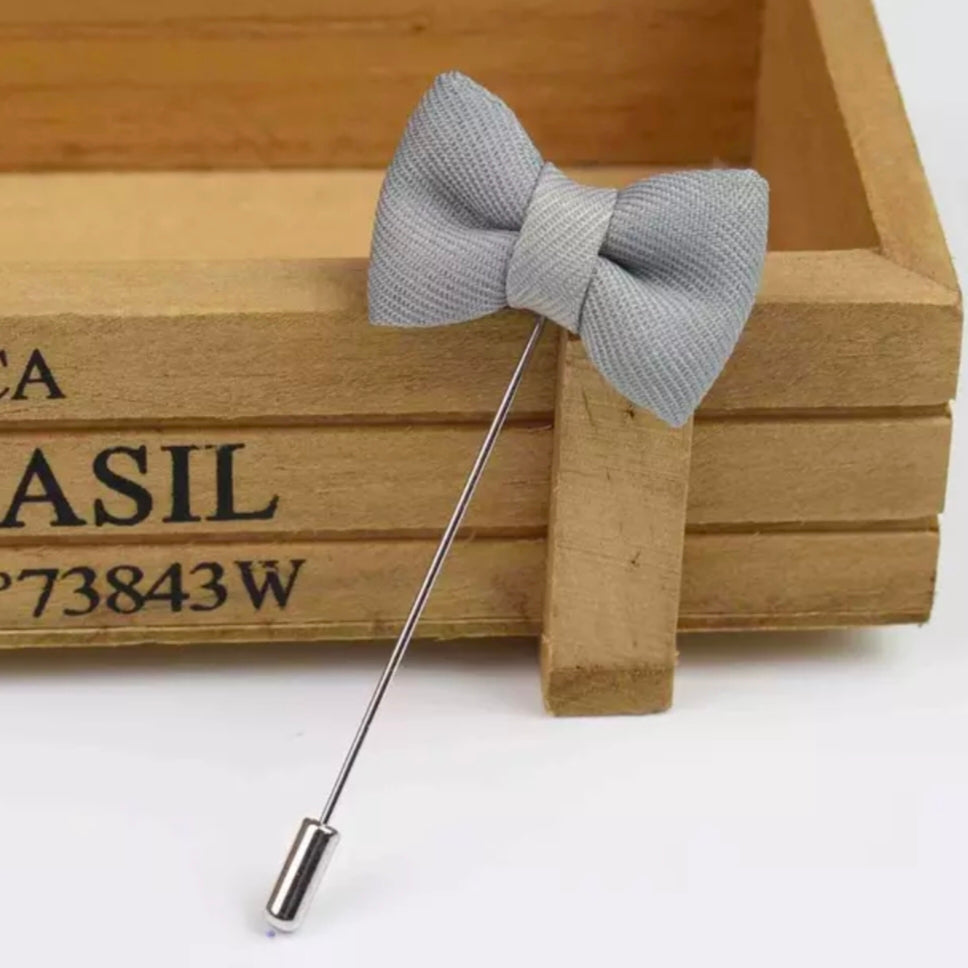 Grey bow lapel pin for men online in pakistan