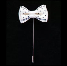 Load image into Gallery viewer, white star bow lapel pin for men online in pakistan