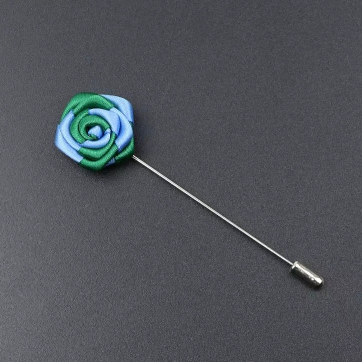 Blue & Green Flower Lapel Pin