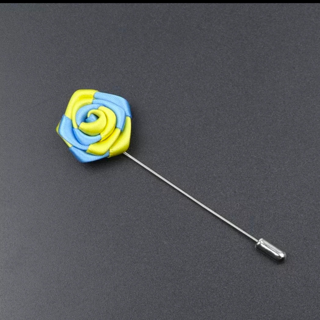 Blue & Yellow Flower Lapel Pin