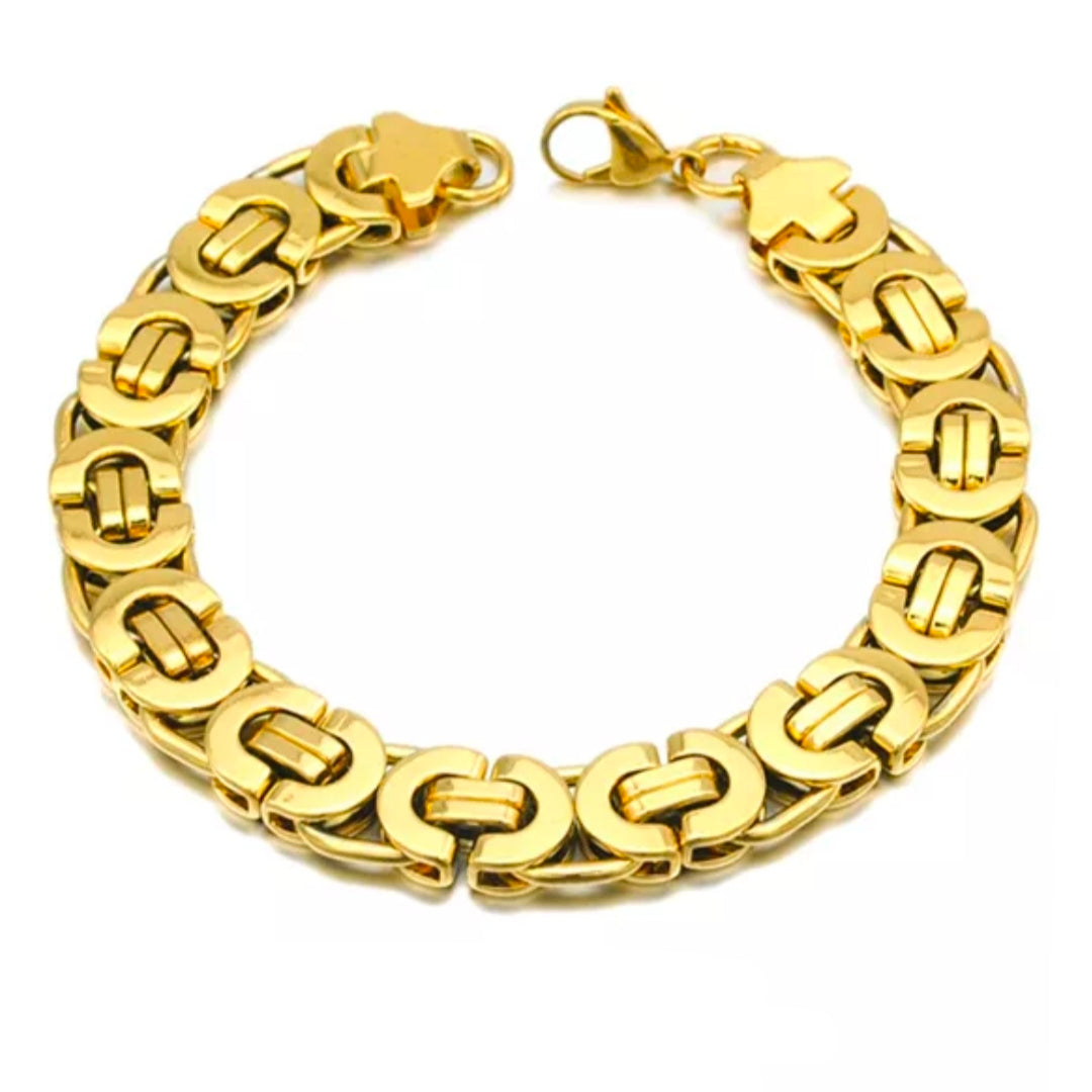 10MM Golden Biker's Chain Bracelet For Men | Dappershop.pk – The Dapper ...