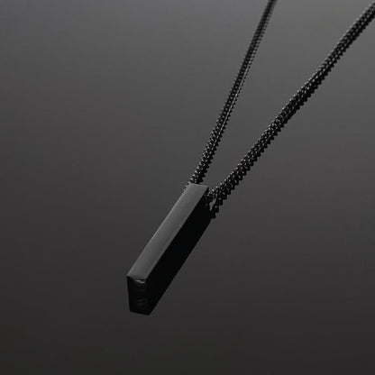 Black Vertical Bar Pendant Necklace for Men Women
