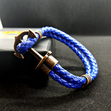Load image into Gallery viewer, Blue Anchor Rope Leather Bracelet For Men