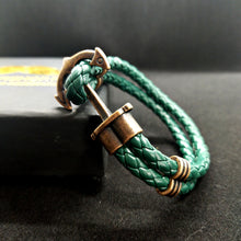 Load image into Gallery viewer, Green Anchor Rope Leather Bracelet For Men