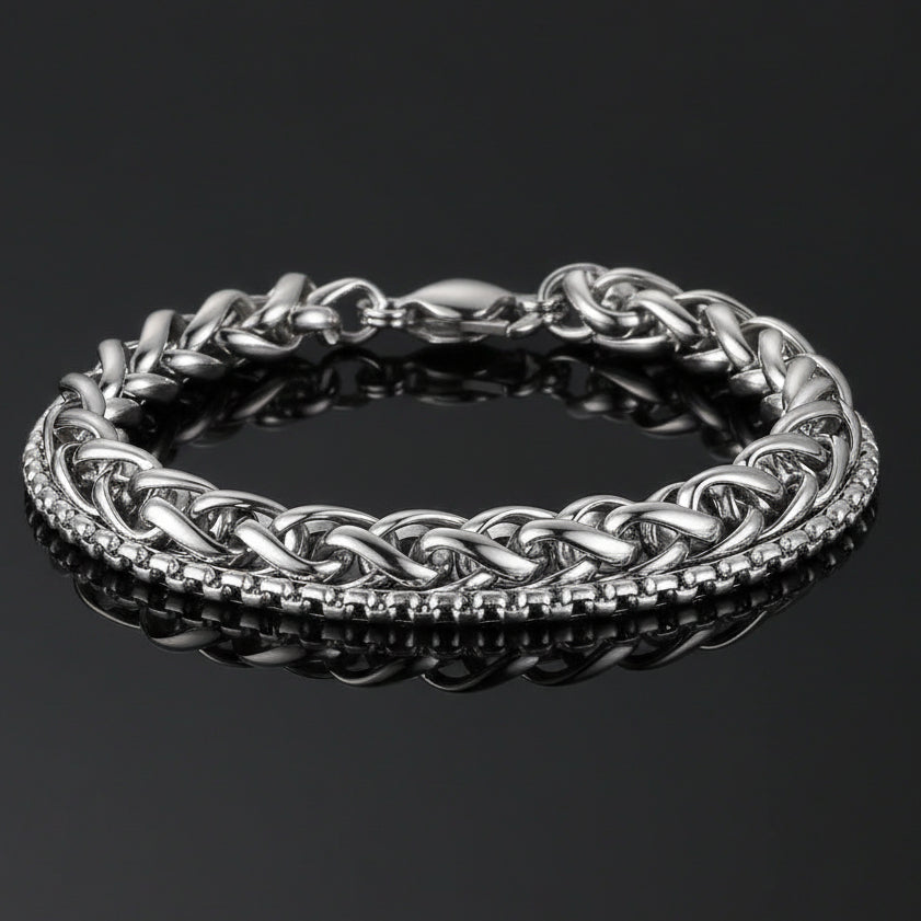 Stainless Steel Double Chain Bracelet For Men Online In Pakistan