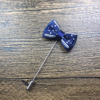 blue bow lapel pin for men