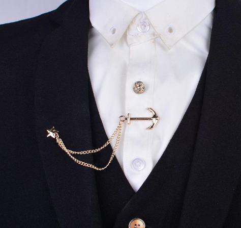 Anchor Chain Gold Chain Tie Pin