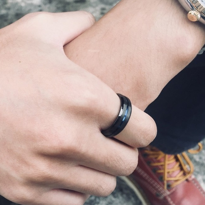 blue and black titanium ring for men online in Pakistan