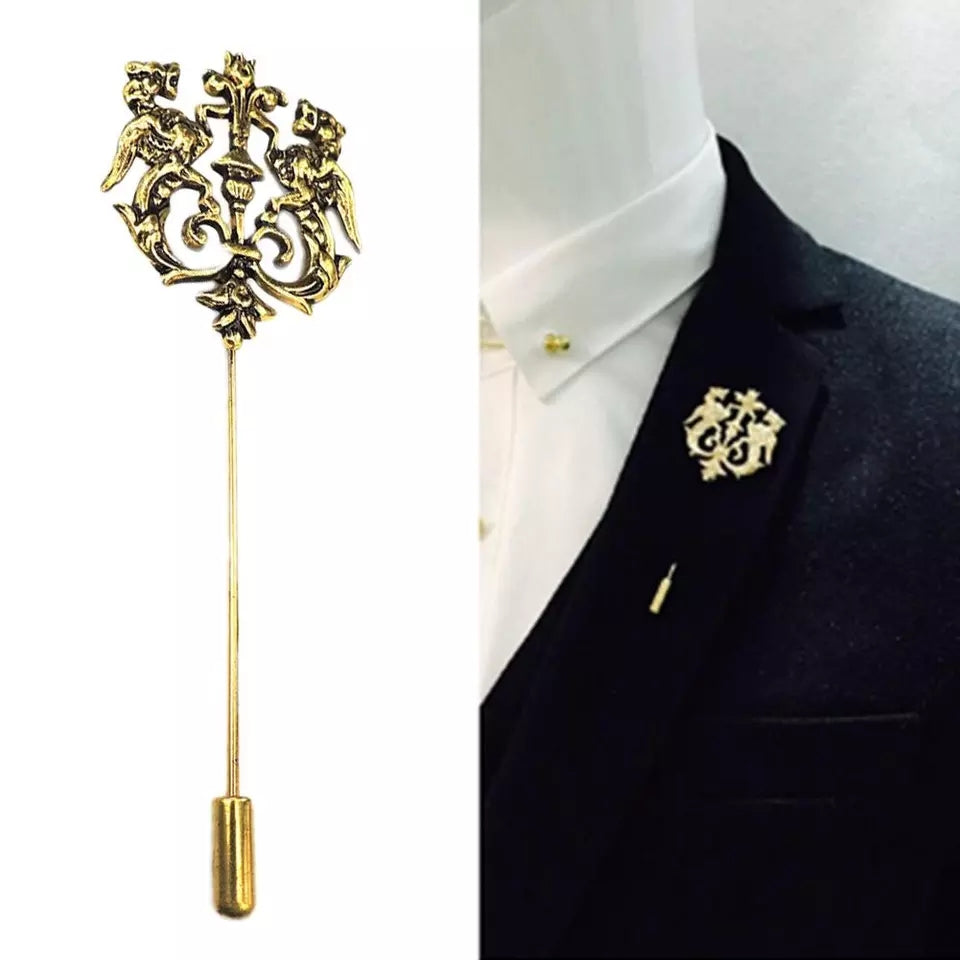 golden lion crown lapel pin for men in Pakistan