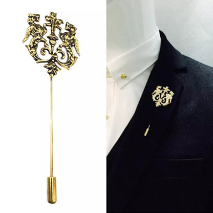 golden lion crown lapel pin for men in Pakistan