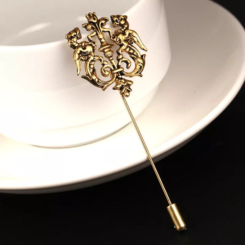 golden lion crown lapel pin for men in Pakistan