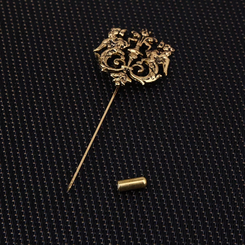 golden lion crown lapel pin for men in Pakistan